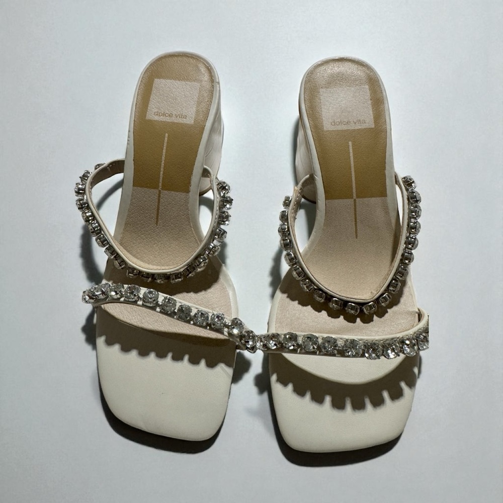 Dolce Vita Cream Rhinestone Sandals